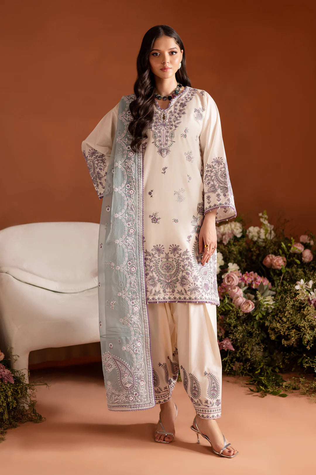 Clematis - 3Pc Embroidered Dress