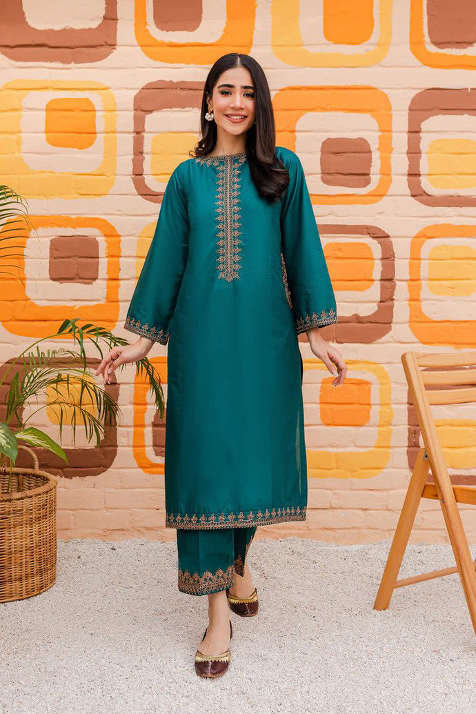 Aqua 2PC Embroidered Stitched Outfit