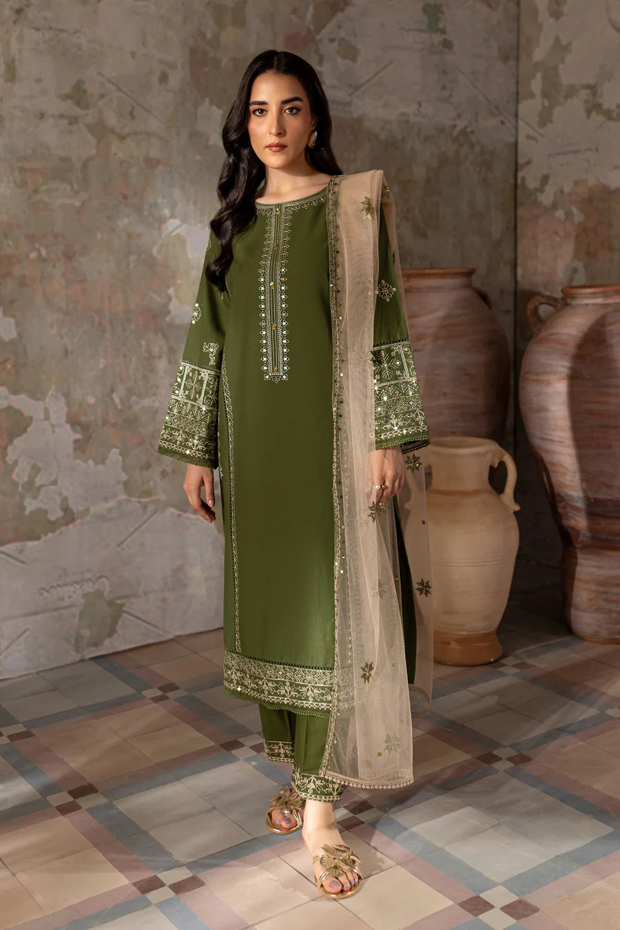 Fennel - 3Pc Embroidered Dress