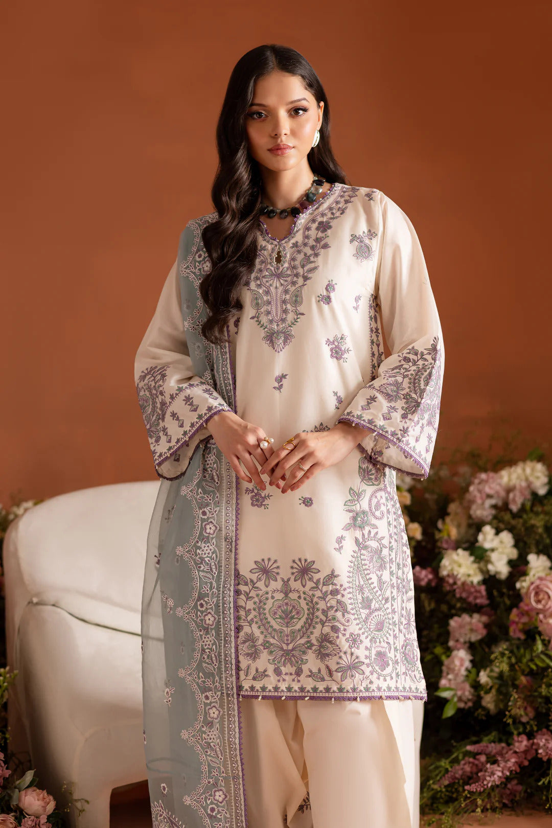 Clematis - 3Pc Embroidered Dress