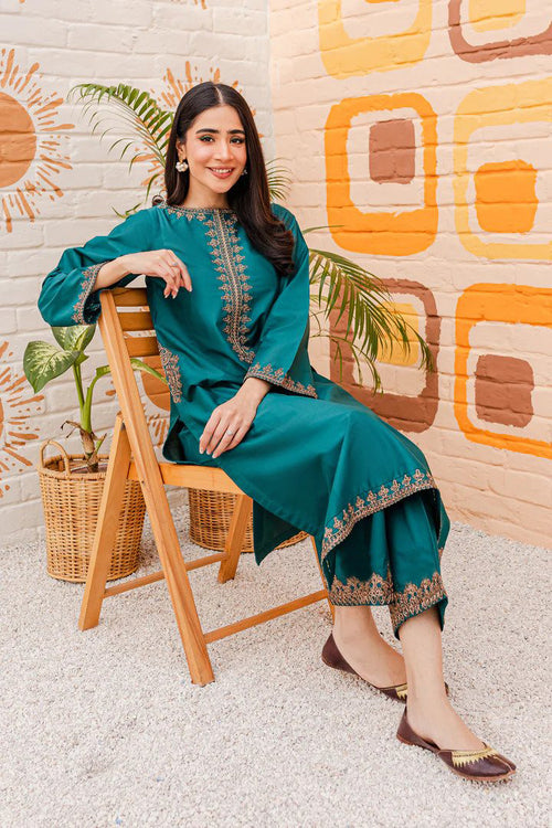 Aqua - 2Pc Embroidered Dress