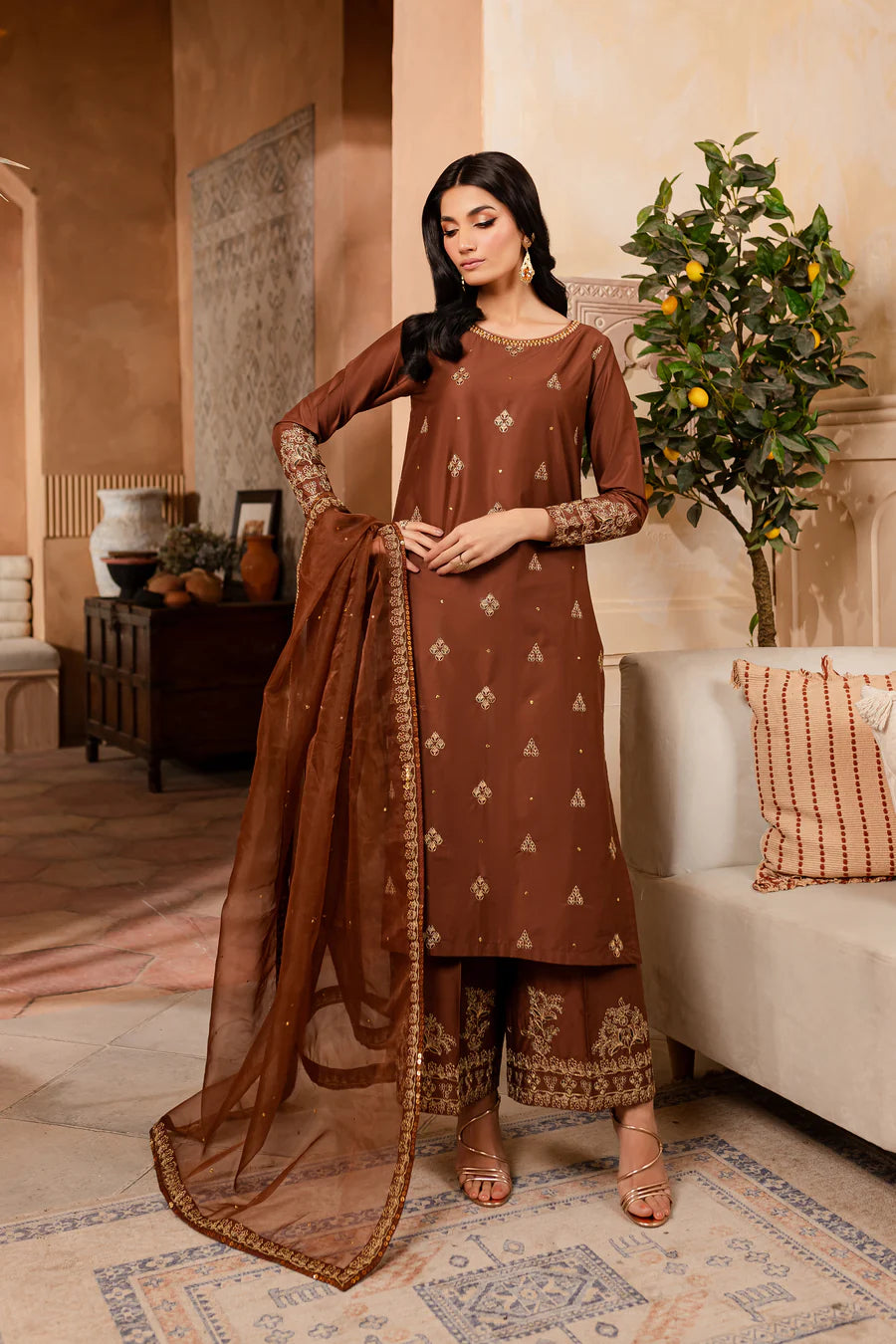 Flumee - 2Pc Embroidered Dress