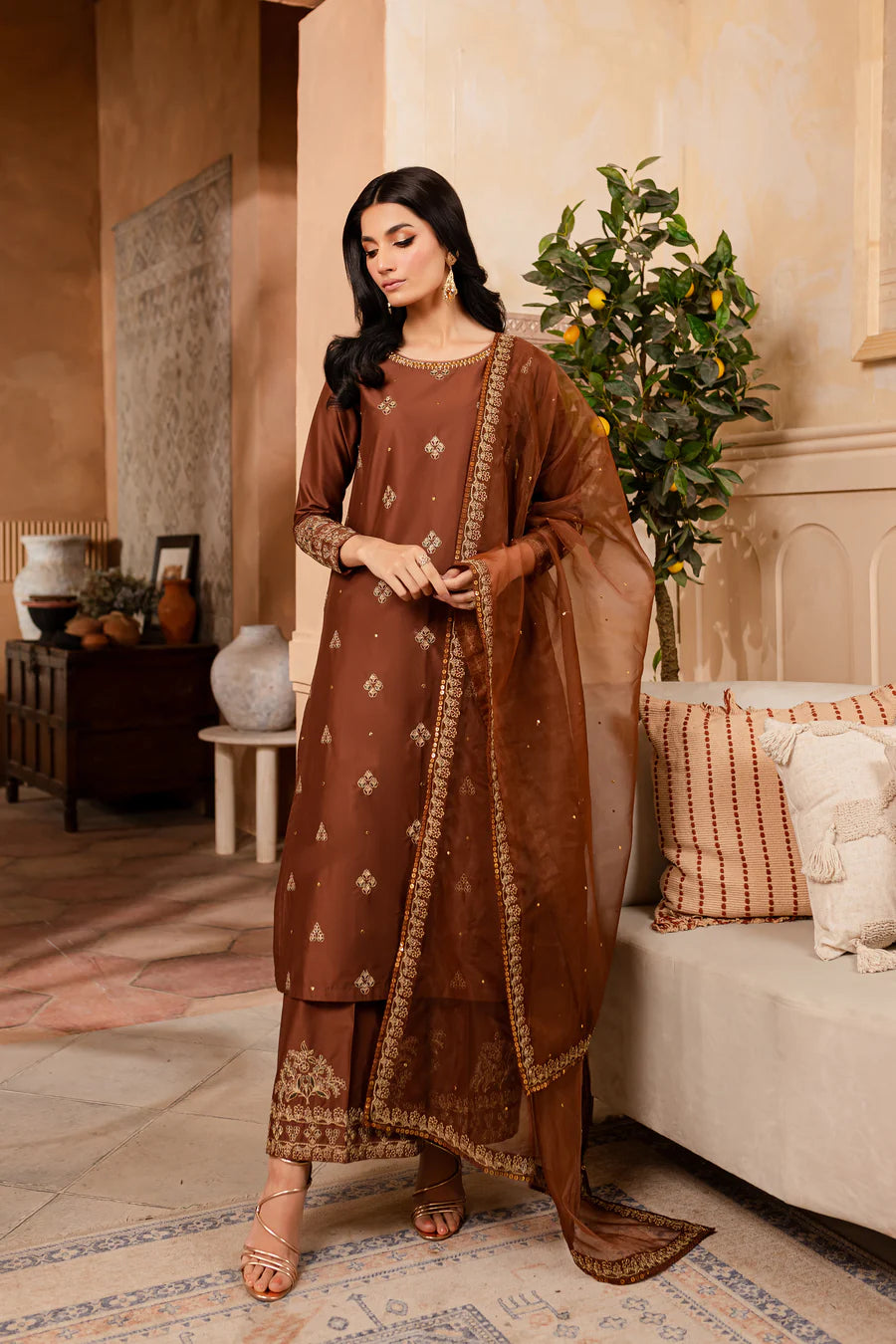 Flumee - 2Pc Embroidered Dress