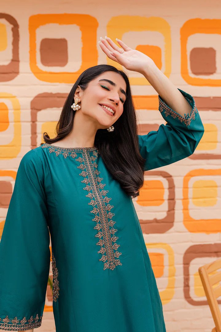 Aqua - 2Pc Embroidered Dress