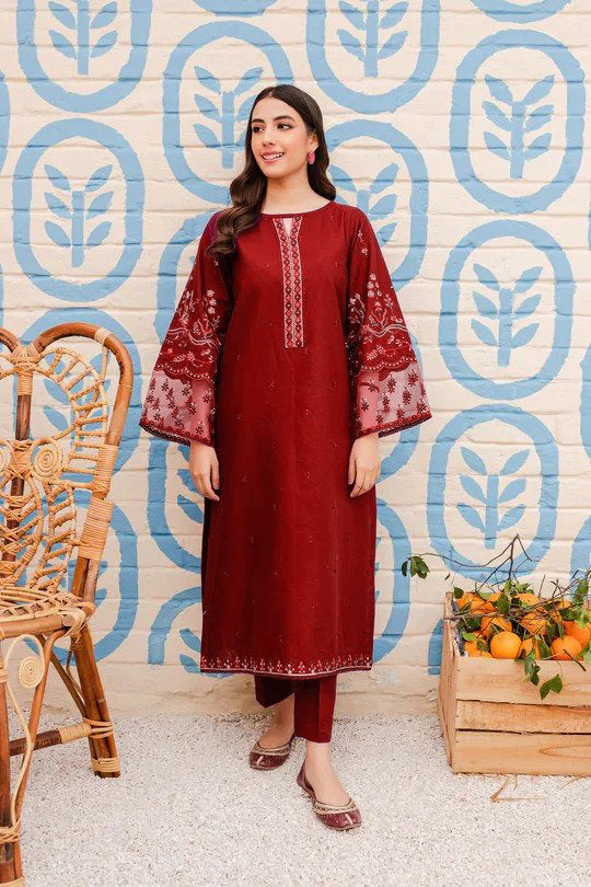 Lalande Maroon 2PC Embroidered Stitched Outfit