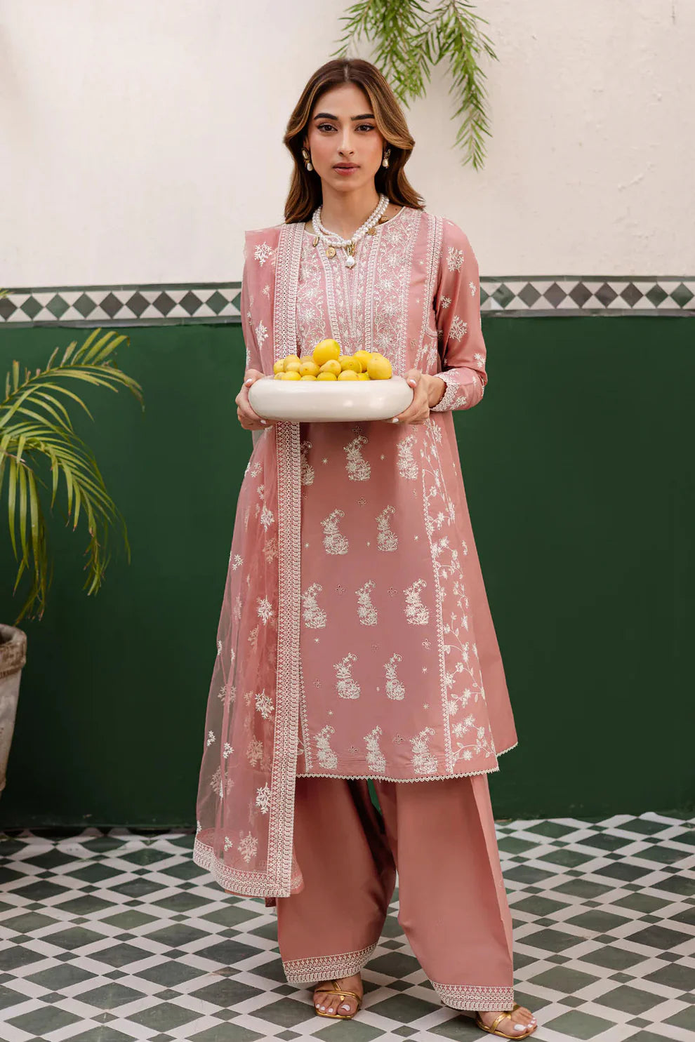 PayPink - 3Pc Embroidered Dress