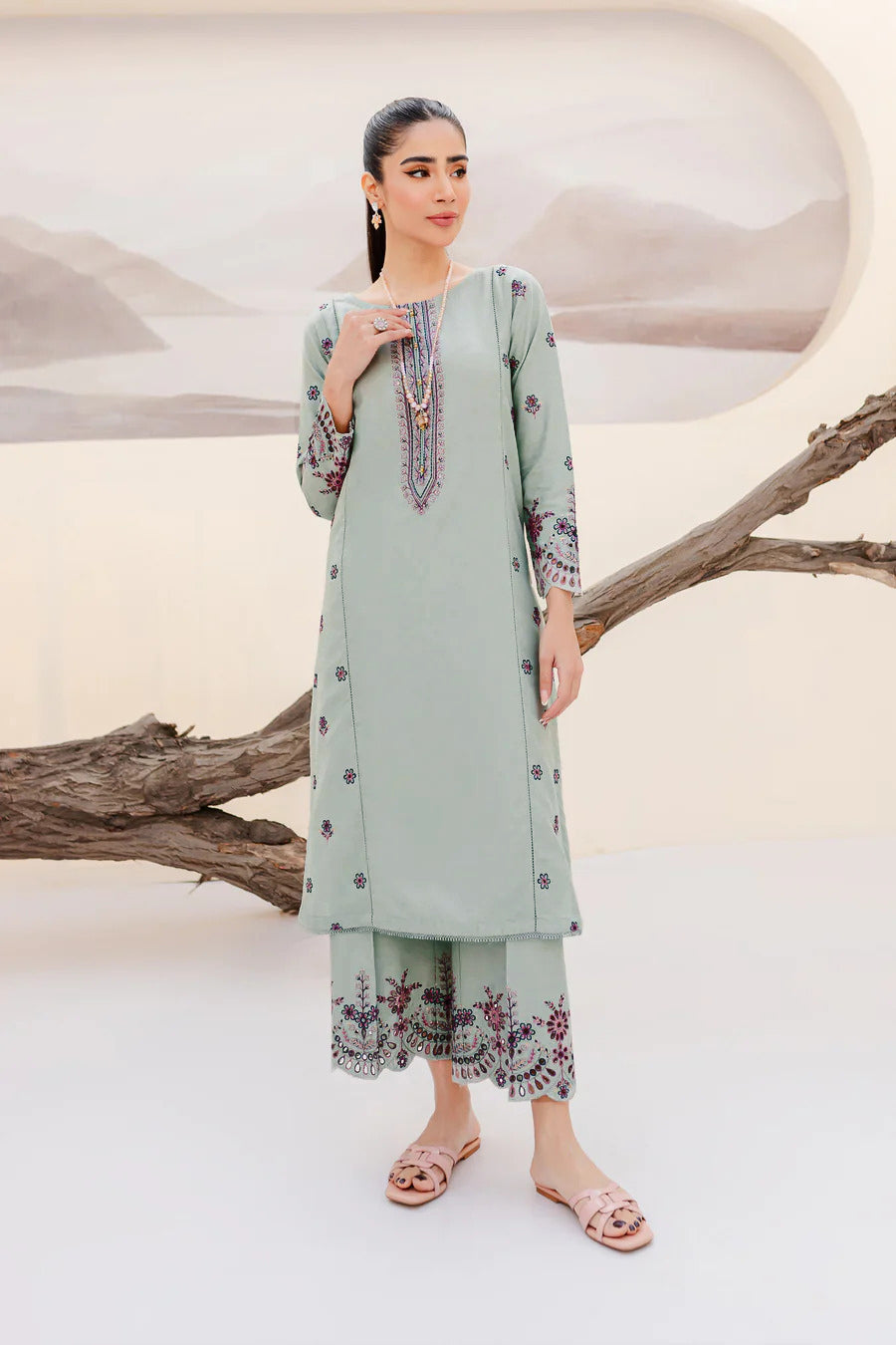 Finch - 2Pc Embroidered Dress