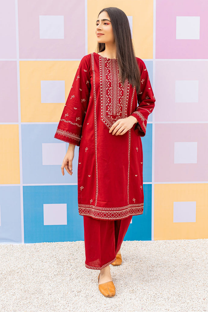 Arushi Red-2PC- Embroidered Stitched Outfit