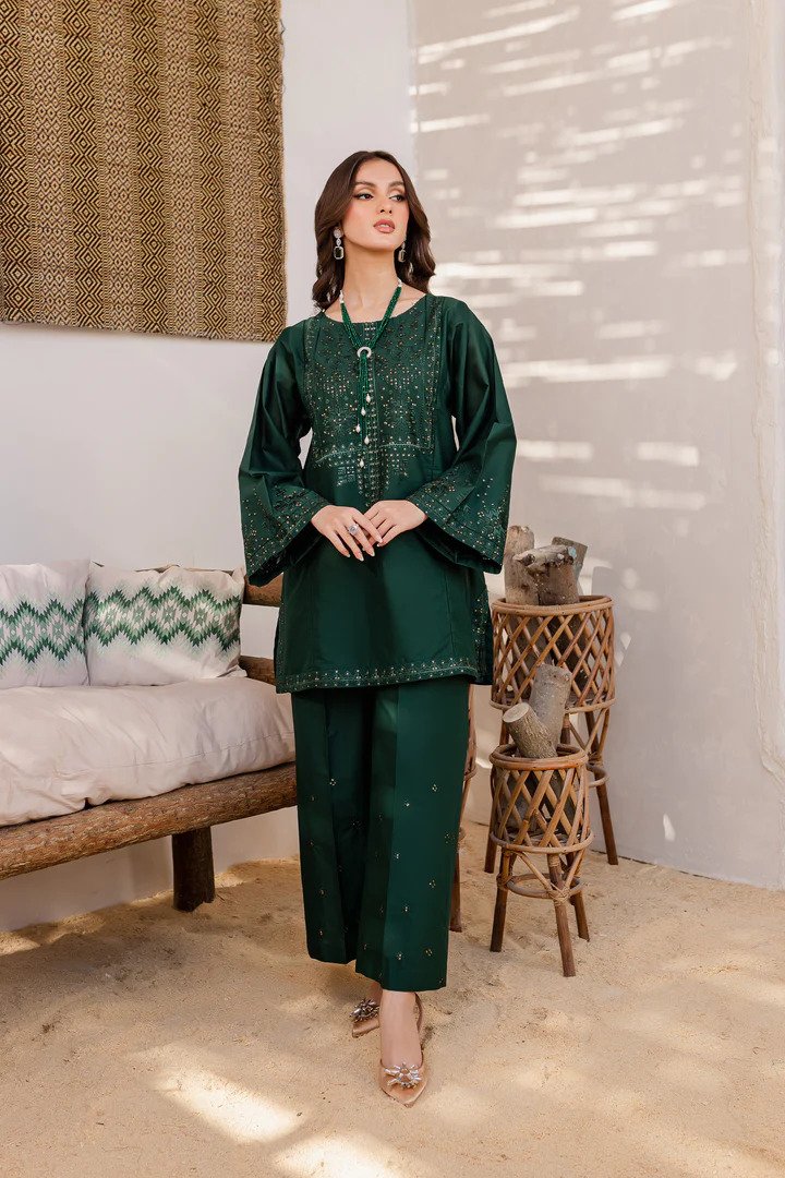 Emerald - 2Pc Embroidered Dress