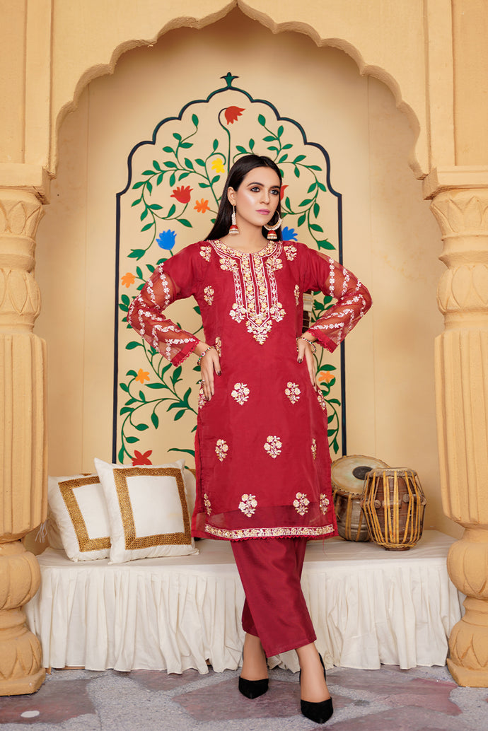 02-PC Premium Embroidered Suit Organza